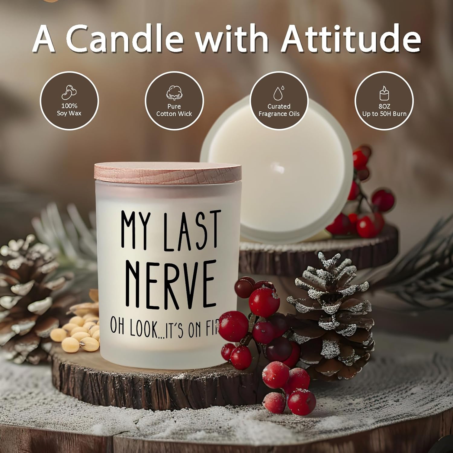 Funny Birthday Gifts For Women, Valentines Day Gifts For Her, Mom Wife Birthday Gift Ideas, Gag Gift For Women Who Have Everything, My Last Nerve Candle For Mom Sisters Best Friends Coworkers Teachers