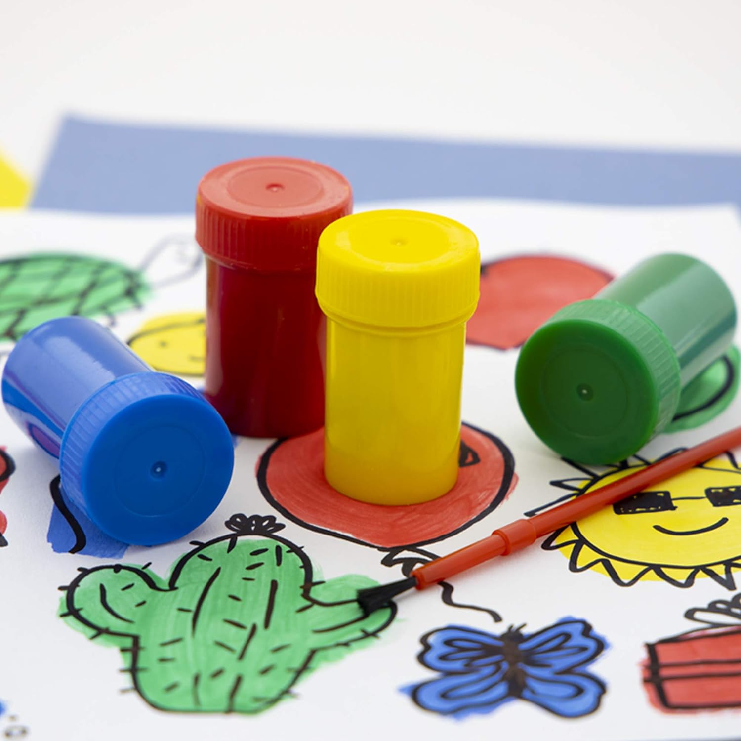 BAZIC Products Poster Paint w/Brush 4.5oz/133ml, 6 Color Non-Toxic Kids Liquid Paint, for Hobby Fun Art Supplies Crafts Vibrant Coloring Painting, 1-Pack