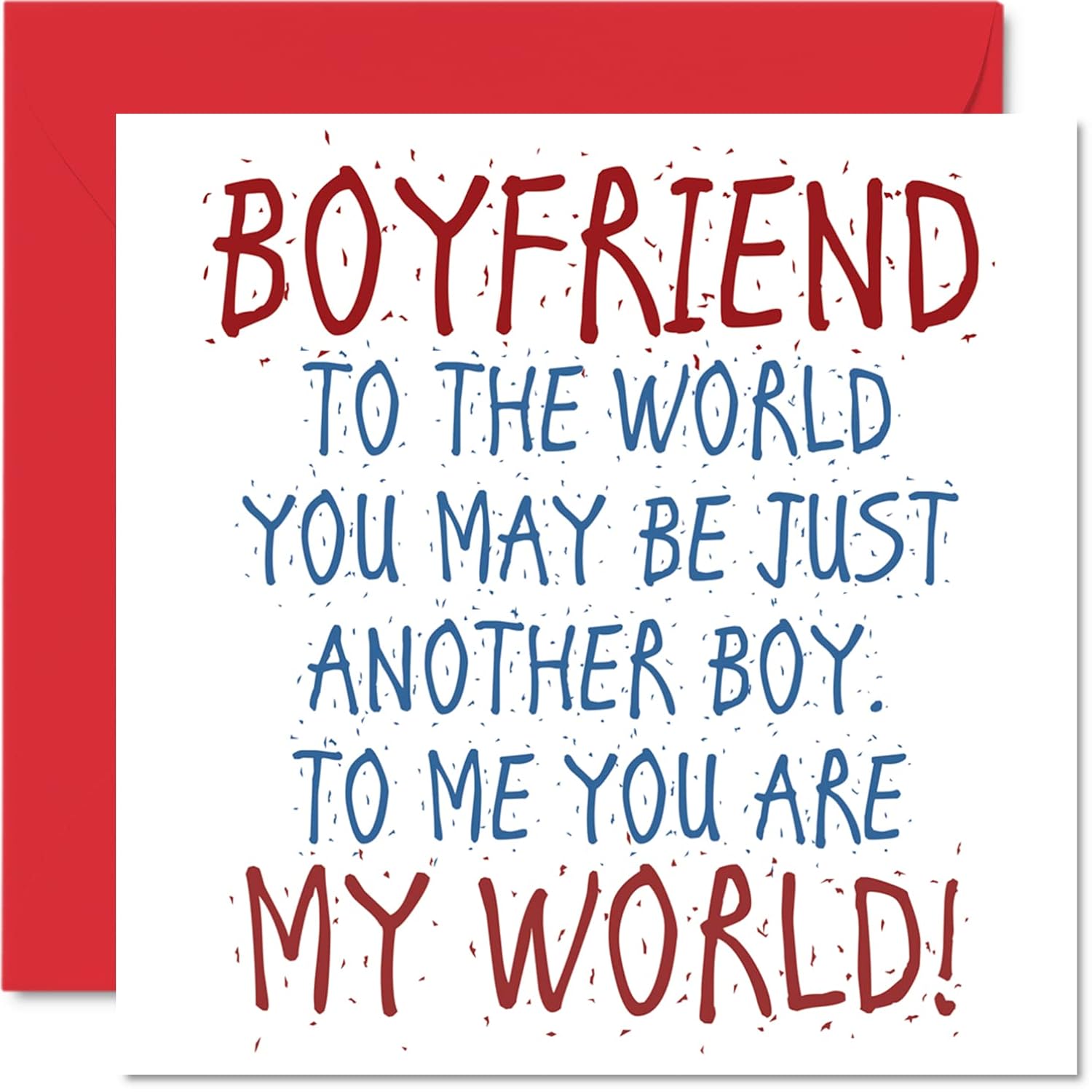 Lovely Valentines Card For Boyfriend - Boyfriend You Are My World - Happy Birthday Card From Girlfriend, Boyfriend Birthday Gifts, 5.7 X 5.7 Inch Boy Anniversary Card, Greeting Cards Gift For Boys