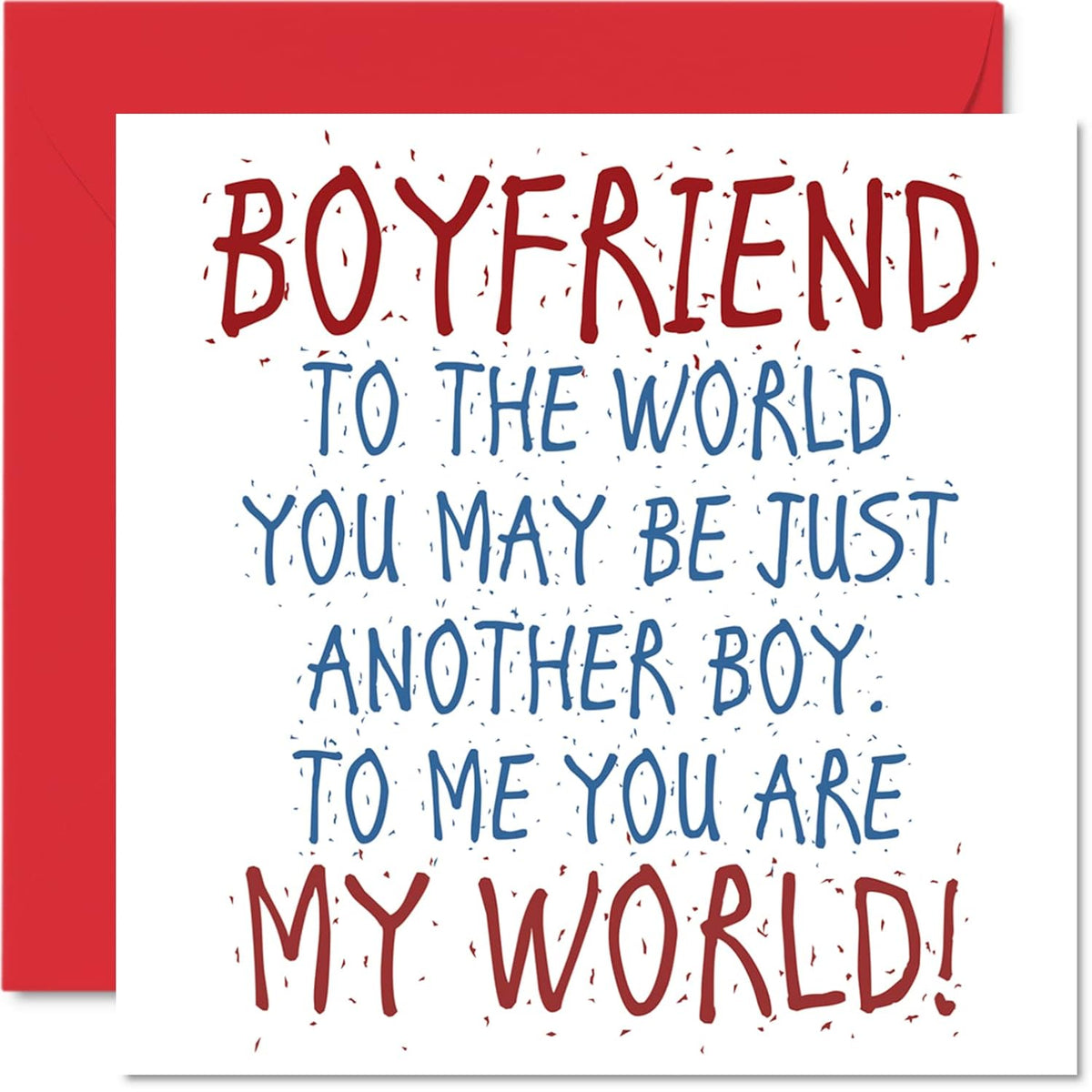 Lovely Valentines Card For Boyfriend - Boyfriend You Are My World - Happy Birthday Card From Girlfriend, Boyfriend Birthday Gifts, 5.7 X 5.7 Inch Boy Anniversary Card, Greeting Cards Gift For Boys