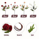 12Pcs Fall Flowers, Burnt Orange Artificial Flowers Kiku 10 Stems With 2 Wax Flowers, Fake Silk Mums For Vase, Autumn Floral Centerpiece Decor