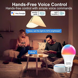 Smart Light Bulbs 4 Pack A19 E26 RGBWW Color Changing WiFi Bluetooth LED Bulbs Music Sync