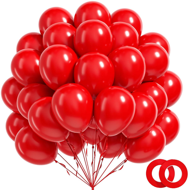 100 Pack Red Balloons 12 Inch, Red Latex Balloons For Valentines Day B