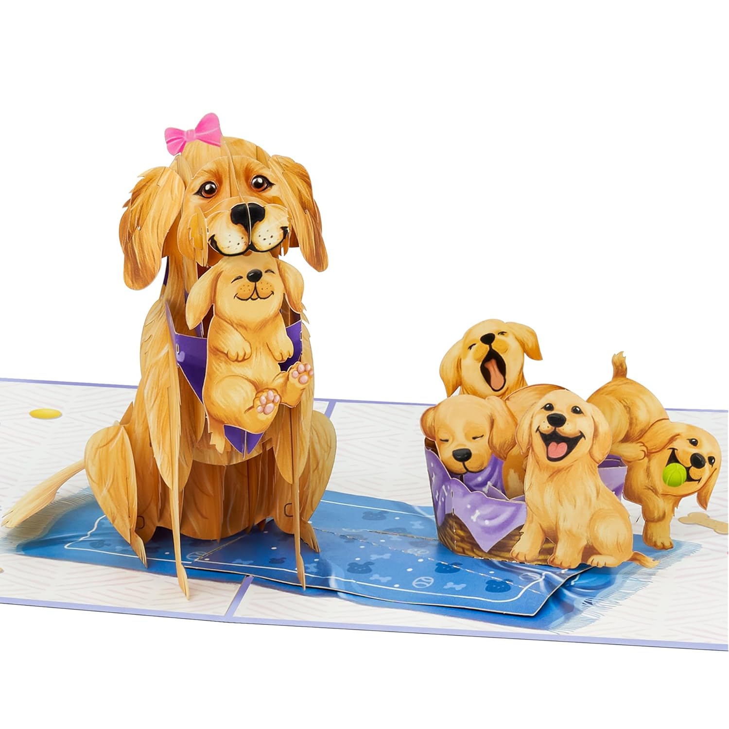 Dogs Pop Up Cards, Golden Retriever, 3D Greeting Cards, Gift For Mothers Day, Birthday, Anniversary, Valentines Day, Mom, Stepmom, Mother In Law, 5X7 - Includes Envelope And Message Note