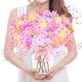 Musical Greeting Card, 3D Pop Up Cherry Blossoms With Light&Music Forever Flower Keepsake, Gift For Birthday, Anniversary,Retirement,Mothers Day, Get Well, Thank You, All Occasion Or Just Because - Size 14" X 8"- With Envelope & Notecard