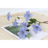 Blue Artificial Lilies Long Stem 5 Pcs 33.46” Realistic Lilies Flower Home Decor 3 Heads Blooming Lily For Room Home Bath Outdoor Garden Party Aisle Arrangement(Blue