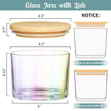 16Oz 3 Wick Candle Jars 6 Pack - Large Empty Iridescent Wide Mouth Glass Candle Making Jars With Bamboo Lids And Stickers And Labels, Bulk Candle Containers For Making Candles