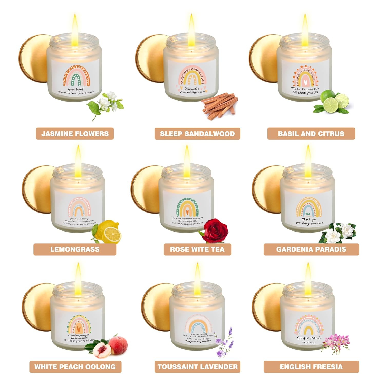9 Pieces Thank You Appreciation Gifts Thank You Scented Candles 3.5 Oz Awesome Inspirational Candles Christmas Gifts For Employee Coworker Teacher Nurse