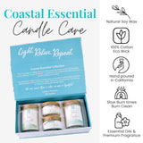 Coastal Essentials Scented Candle Gift Set, Decorative Candles For Home Decor, Long Burning Candles Set - 4 Candles 80 Value(Sea Lavender, Lotus Garden, Eucalyptus Tea, And Coconut Vetiver)