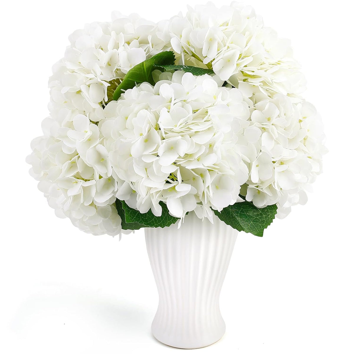 Hydrangea Artificial Flowers, 5Pcs White Flowers, Lifelike Faux Hydrangea Flowers Silk Artificial Flowers Bouquets For Home Living Room Table Centerpieces Wedding Party Decoration