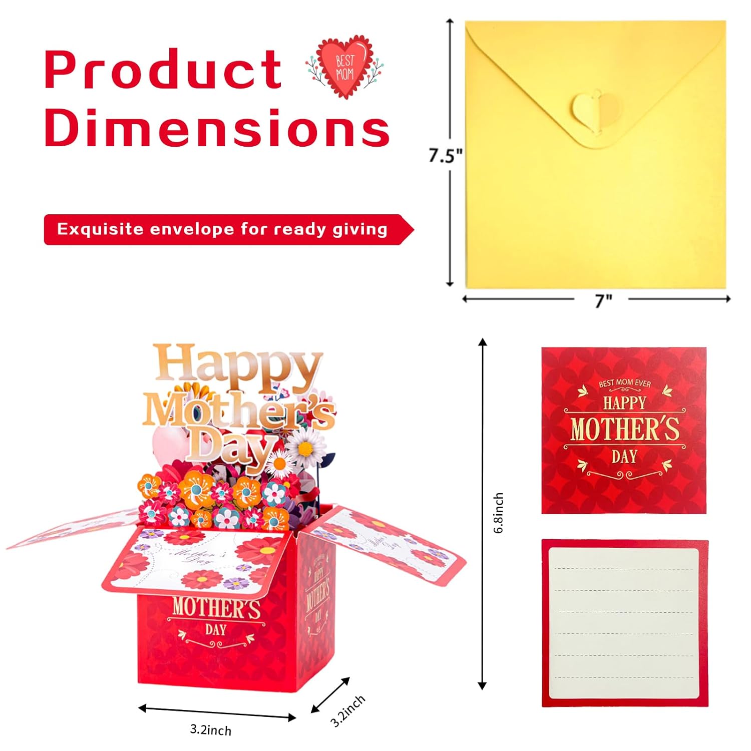 Pop Up Mothers Day Cards For Mom Grandma Wife Happy Mother’S Day Pop Up Card Mothers Day Card From Daughter Son 3D Pop-Up Flower Bouquet Cards Mother’S Day Gifts For Wife From Husband