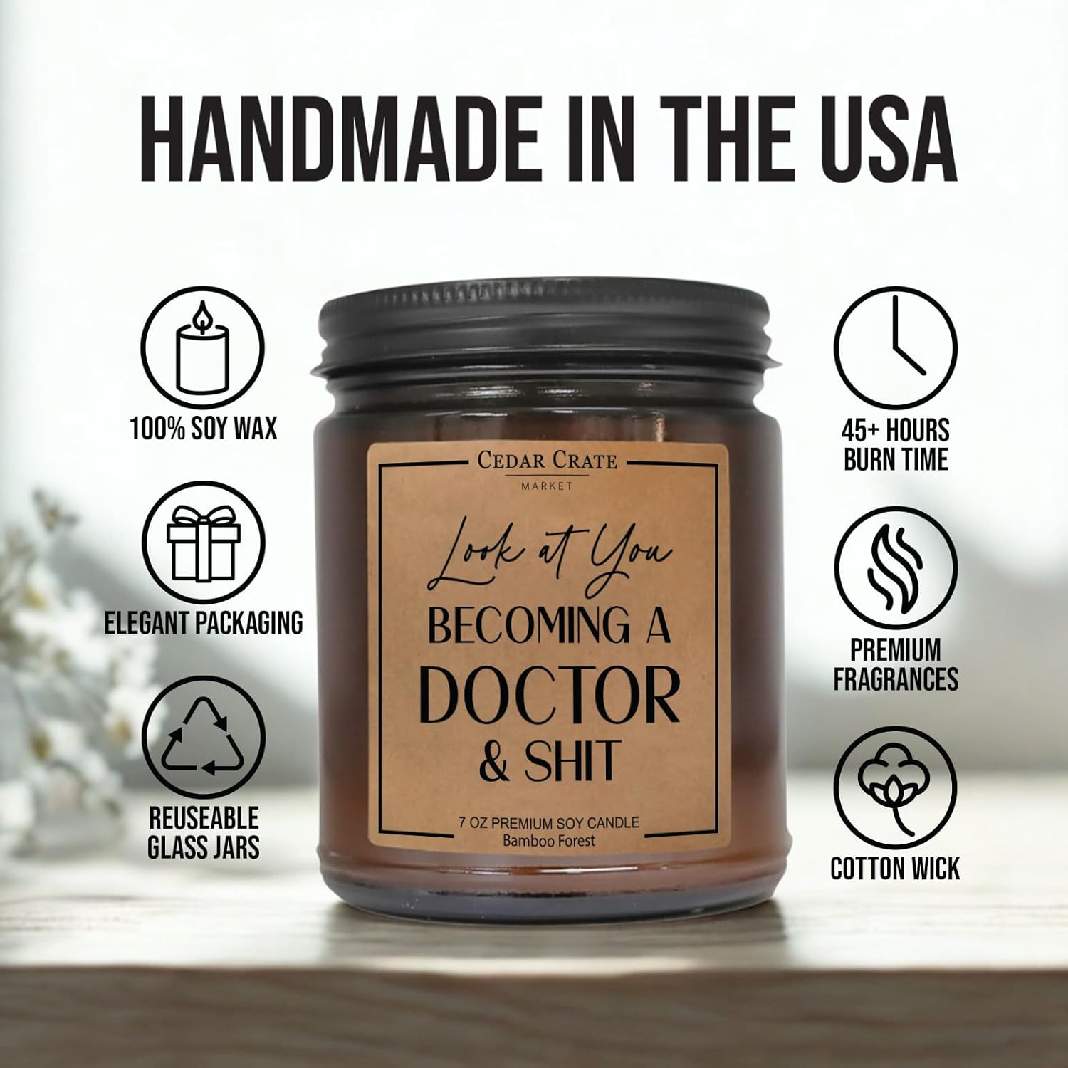 Doctor Graduation Gifts For Women Men 2025, Phd Doctorate Medical School Degree Gifts For Her Him, Look At You Becoming A Doctor, Dentist Present, Unique, Funny, Bamboo Scented, Handmade In Usa