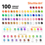 100 Colors Acrylic Paint, 2Oz/60Ml Bottles, Include 2 Sets Of 12 Paint Brushes, 1 Art Sponge & Palette, Premium For Artists, Beginners & Kids On Canvas Rocks Wood Ceramic
