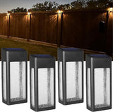 4 Pack Solar Fence Post Lights Aluminum Glass Waterproof Outdoor Wall Accent Lights