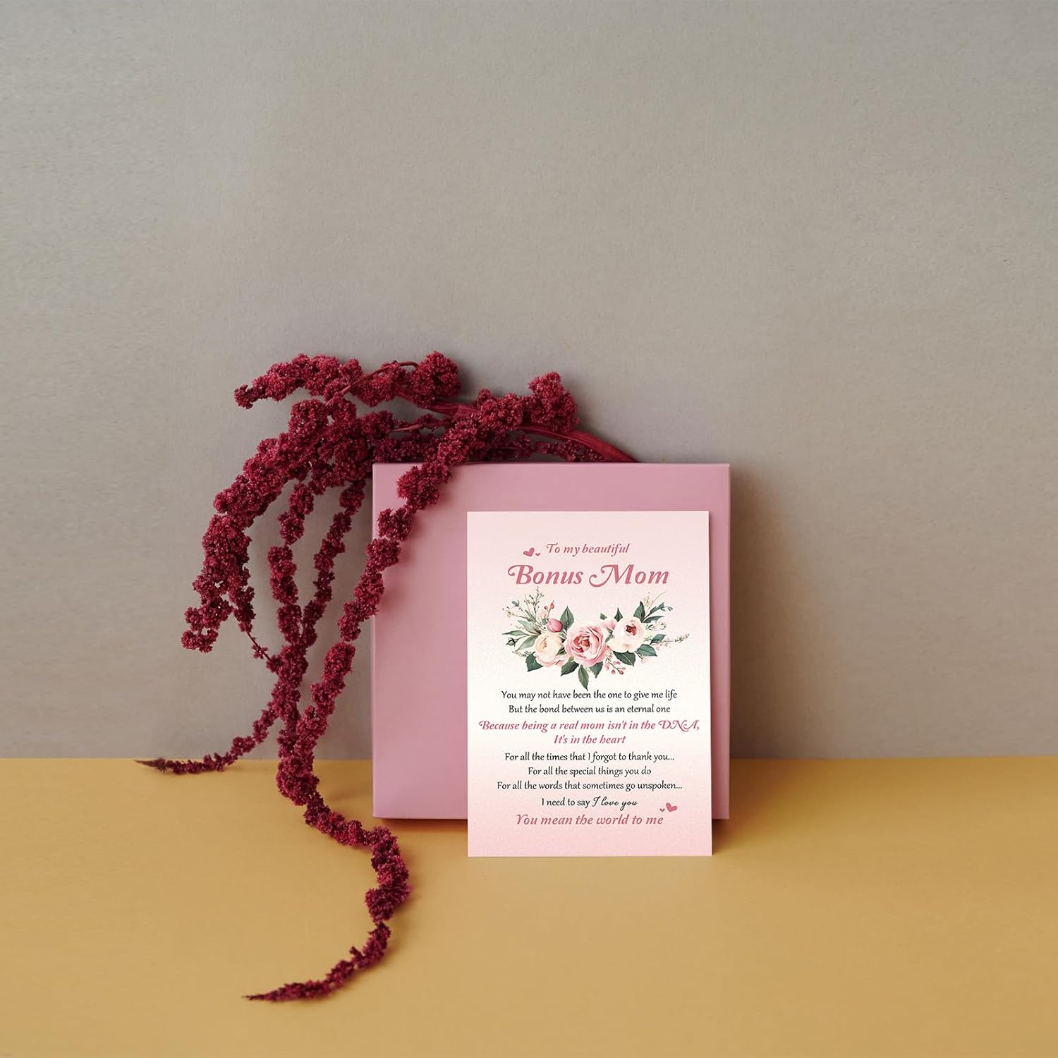 Heartfelt Mothers Day Card For Bonus Mom, Poem Loving Card For Stepmother, Bonus Mom Mothers Day Card From Husband Stepchild, Funny Bonus Mom Thank You Card
