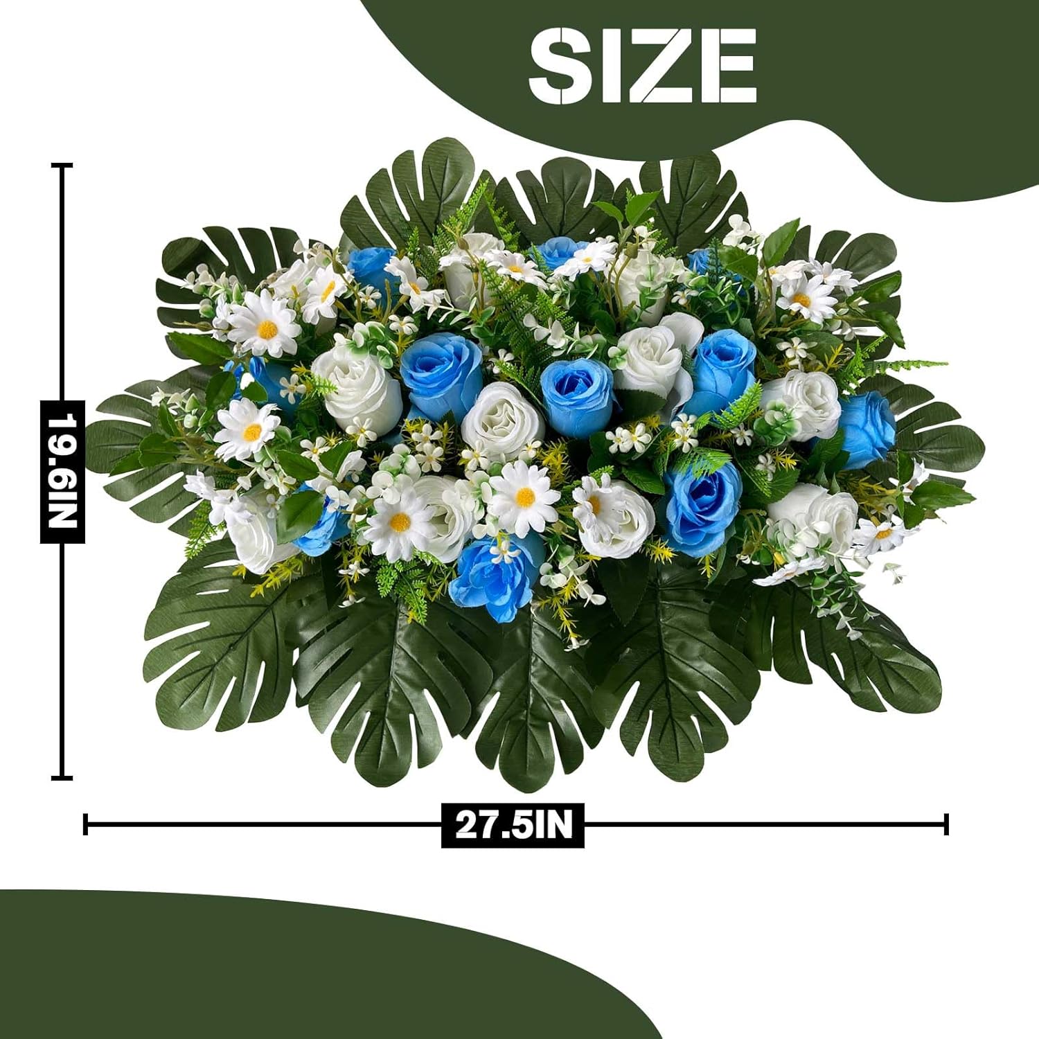 Artificial Cemetery Flowers - Mixed Artificial Roses And Daisies Saddle Flowers For Headstone