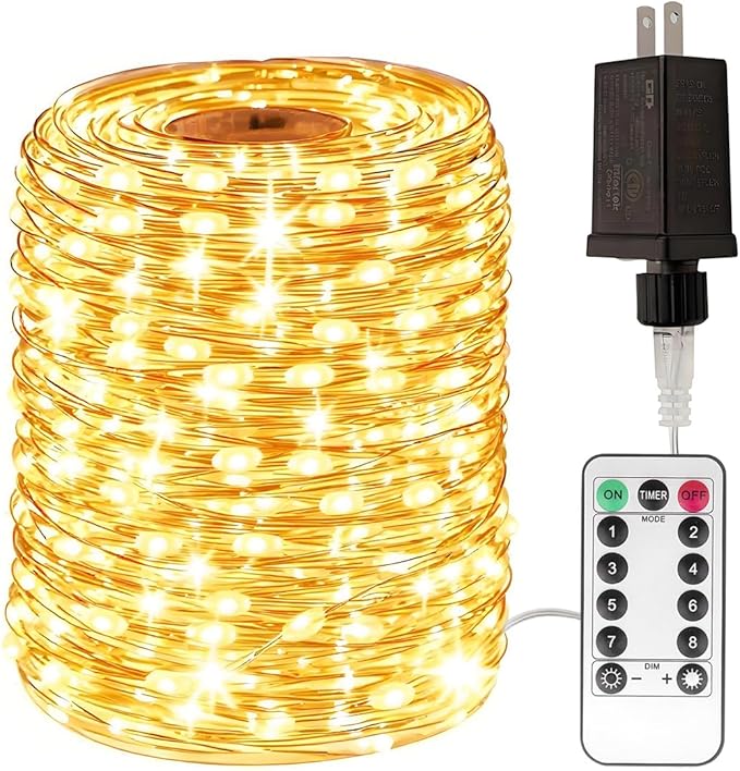 400FT Plug In Fairy String Lights 1200 LED Warm White Waterproof with Remote for Garden Patio Wedding Christmas Decor