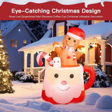 6Ft Gingerbread Christmas Inflatables Decorations Outdoor?Blow Up Christmas Decoration Gingerbread Man Mug With Built-In