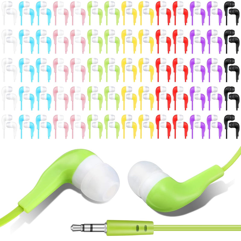 100 Pack Earphones Bulk Kids Ear Earbud Headphones For Classroom School, Compa