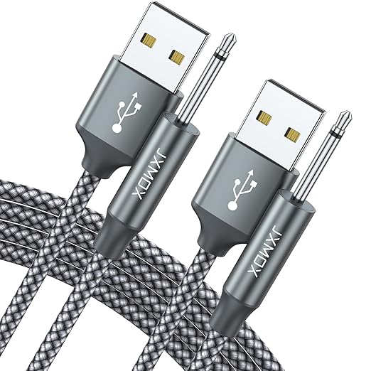 2 Pack 3FT USB to DC 2.5mm Charging Cable Replacement Power Cord Grey