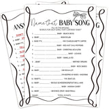 Baby Song Games, 5X7 Inch Funny Baby Shower Games Cards, 25 Gender Neutral With 1 Answer Card, Gender Reveal Party Supply Kit White, Infant Party Decorations-B02