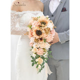 11 Inch Wedding Bouquets For Bride Bridesmaid, Champagne Bridal Bouquets For Bride, Wedding Flowers Bouquet Tossing Bouquet, Wedding Ceremony And Anniversary Day Decor