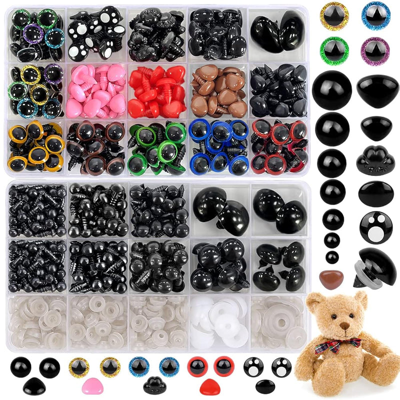 700Pcs Safety Eyes For Crochet,6-22Mmcolorful Glitter Noses With Washers Stuff