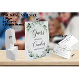 Candy Guessing Game Cards-1 Sign 8X11" And 50 Cards, Gold Greenery How Many Game Sign, For Boys Girls Birthday Party, Baby Shower, Party Games Activities And Decorations 15