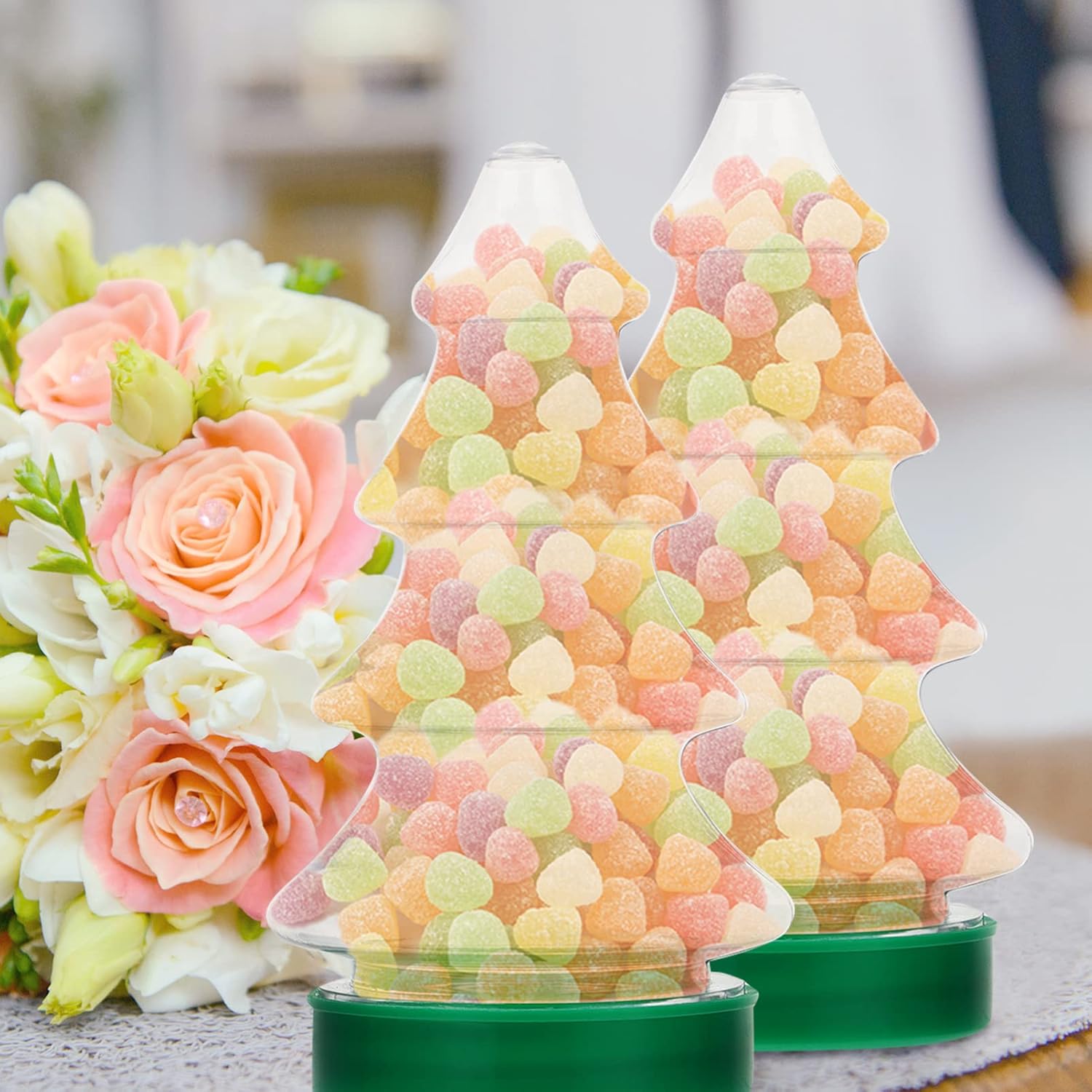 3Pcs Christmas Tree Shaped Candy Bottles Festival Storage Container For Cookies Chocolates For Holiday Decorations And Party Favors