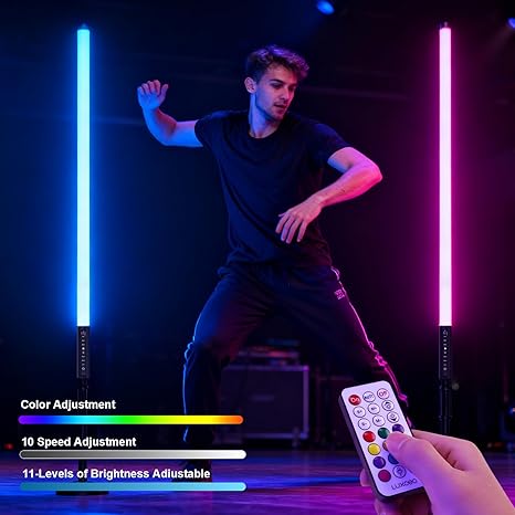 6 Pack 4FT RGB Tube Lights with Stands 5000mAh Battery Powered Neon Light Bars with Bag