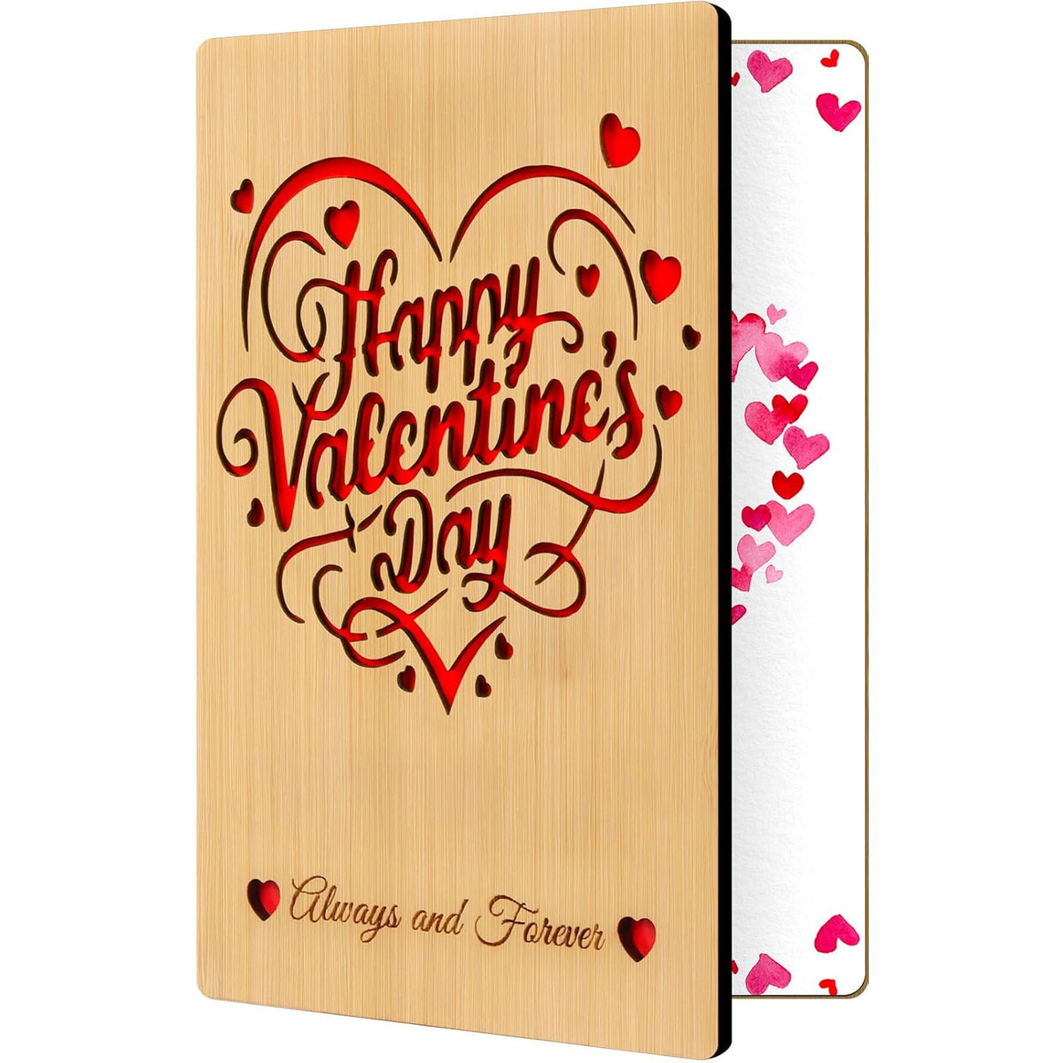 Wooden Valentines Day Card For Her Him, Romantic Wood Happy Valentines Day Gifts For Husband Wife Girlfriend Boyfriend, Wooden Valentine Greeting Card