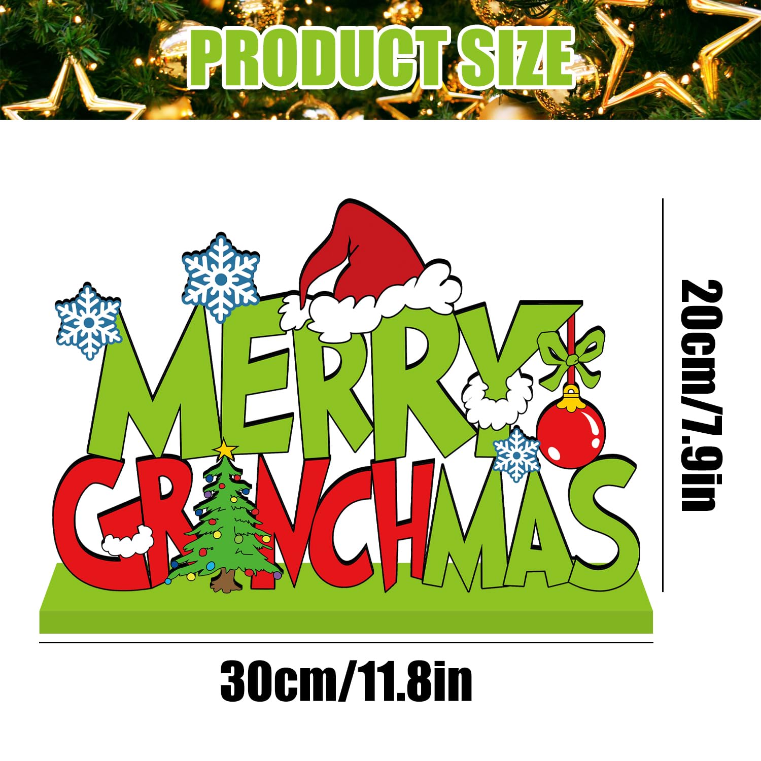 Christmas Decorations For Home Wood Table Centerpieces Green Merry Christmas Centerpieces For Tables 11.8X7.9Inch Large Size Christmas Tree Pattern Wood Tabletopper