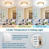 2 Pack 13 Inch Gold LED Ceiling Lights 20W Dimmable Flush Mount Fixtures