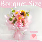 Crochet Flowers Bouquet, Handmade Crochet Rose Bouquet Pink,Knitted Flowers,Crochet Roses & Sunflower & Daisys For Home Decor,Birthday Gift,Valentine'S Day,Mother'S Day