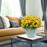 8 Bundles Sunflowers Artificial Flowers Fake Mums Flowers Outdoor Uv Resistant No Fade Fall Plants Faux Silk Daisy Indoor Home Wedding Garden Office Diy Décor(Yellow)