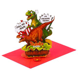 Funny Dino Pop Up Thank You Card, 5.5 Inches Dinosaur 3D Greeting Card With Playful Humor, Unique Thank You Gift For Anniversary, Valentine’S Day, Him, Her, Includes Envelope & Message Note