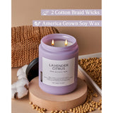 Lavender Citrus Candles, 19.4Oz 110H Burn Time Large Natural Soy Candles For Home Scented, Stress Relief Aromatherapy Gifts For Mom Friends Teacher & Spa, Bath, Yoga