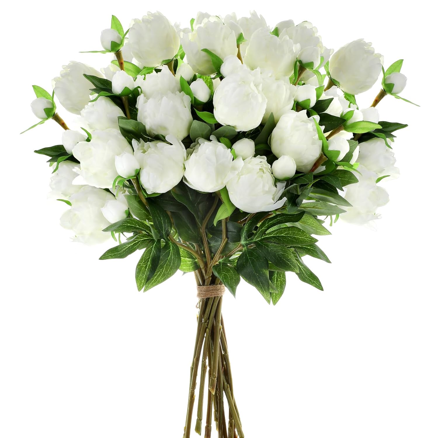 16 Pcs Artificial Peonies Flowers With Stems 18.9 Inch Single White Artificial Flowers Fake Chinese Herbaceous Peonies For Home Decor Bridal Shower Wedding Floral Arrangement