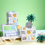 1St Birthday Wrapping Paper - Mini Roll - 17 Inch X 9.8 Feet - Cute Animal Wrapping Paper For Kids Girl Boy Birthday, Baby Shower