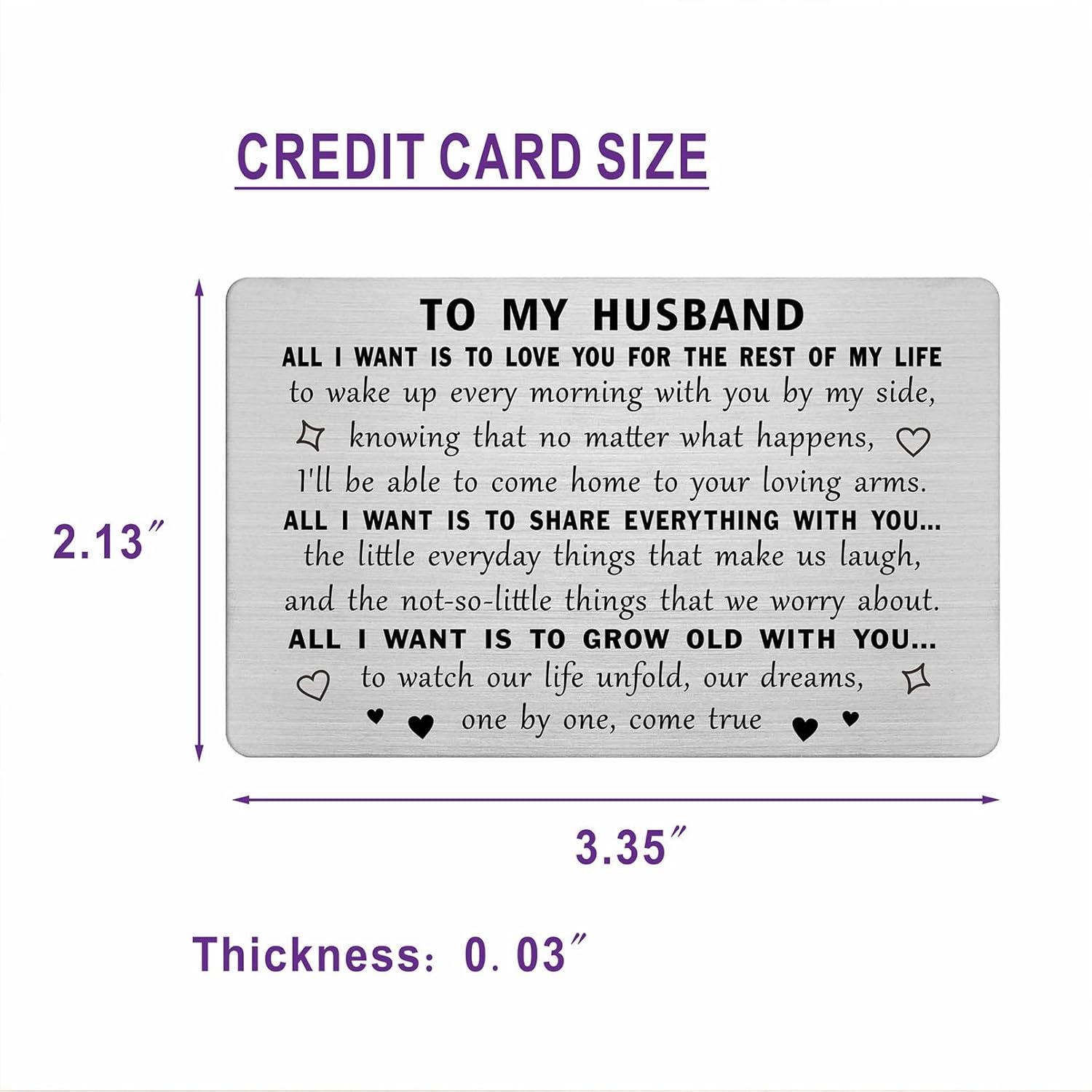 Gifts For Husband - Engraved Metal Husbnad Card - Husband'S Birthday Anniversary Valentine'S Day Card Gift From Wife