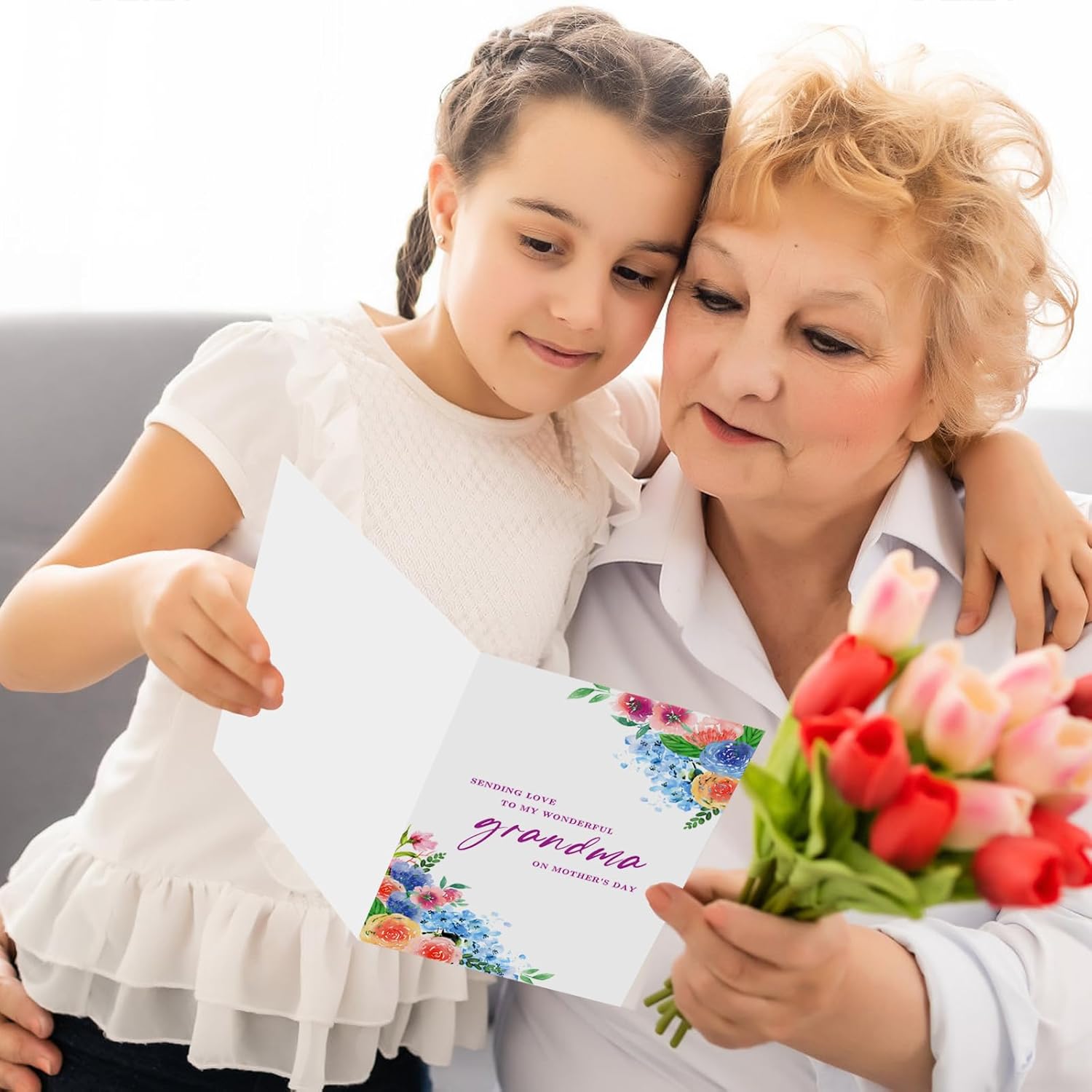 Mother'S Day Card For Grandma From Grandkids Mothers Day Gifts For Grandma From Grandchild Grandson Granddaughter Floral Grandmother Nana Greetings Cards With Envelope
