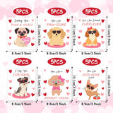 Auch Valentines Cards for Kids Classroom - 30 Pcs Dog Valentine's Day Class School Exchange Greeting Blank Cards (Pink)