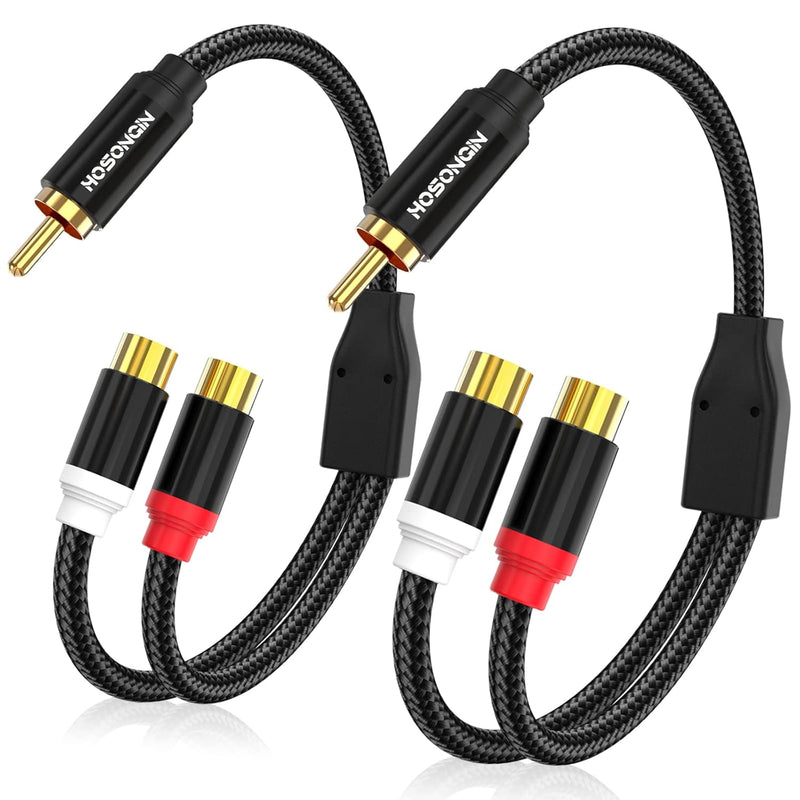 1Ft Rca Splitter 1 Male To 2 Female Y Adapter 2 Pack, Short Rca Audio Speaker