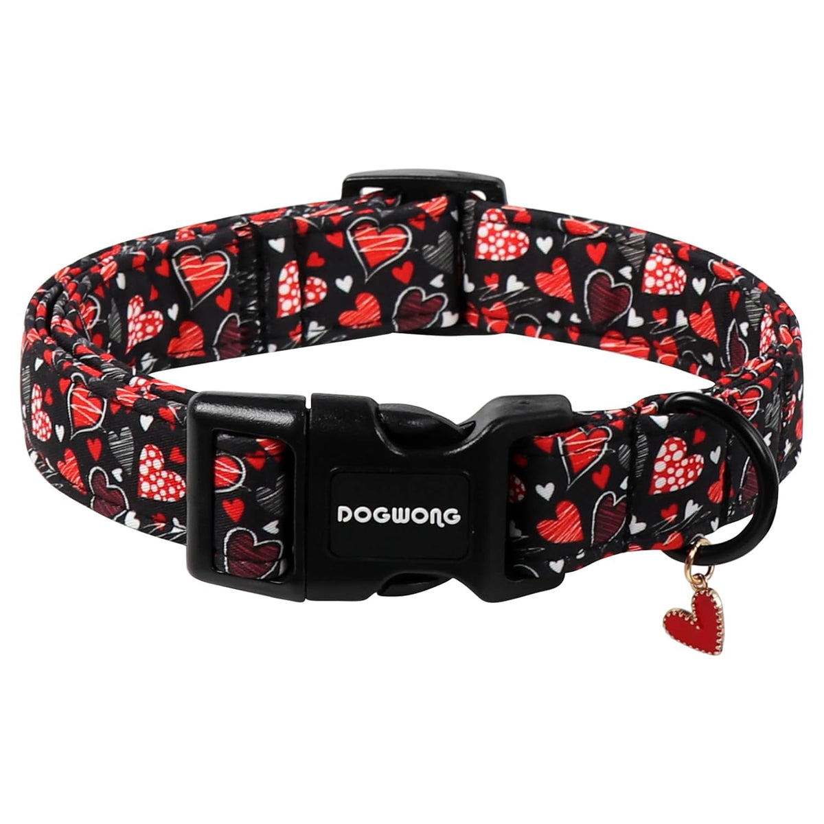 Valentine'S Day Dog Collar, Red Heart Dog Collars Female Or Male Adjustable Cotton Pet Collar With Quick Release Buckle For Small Medium Large Dogs,Xs