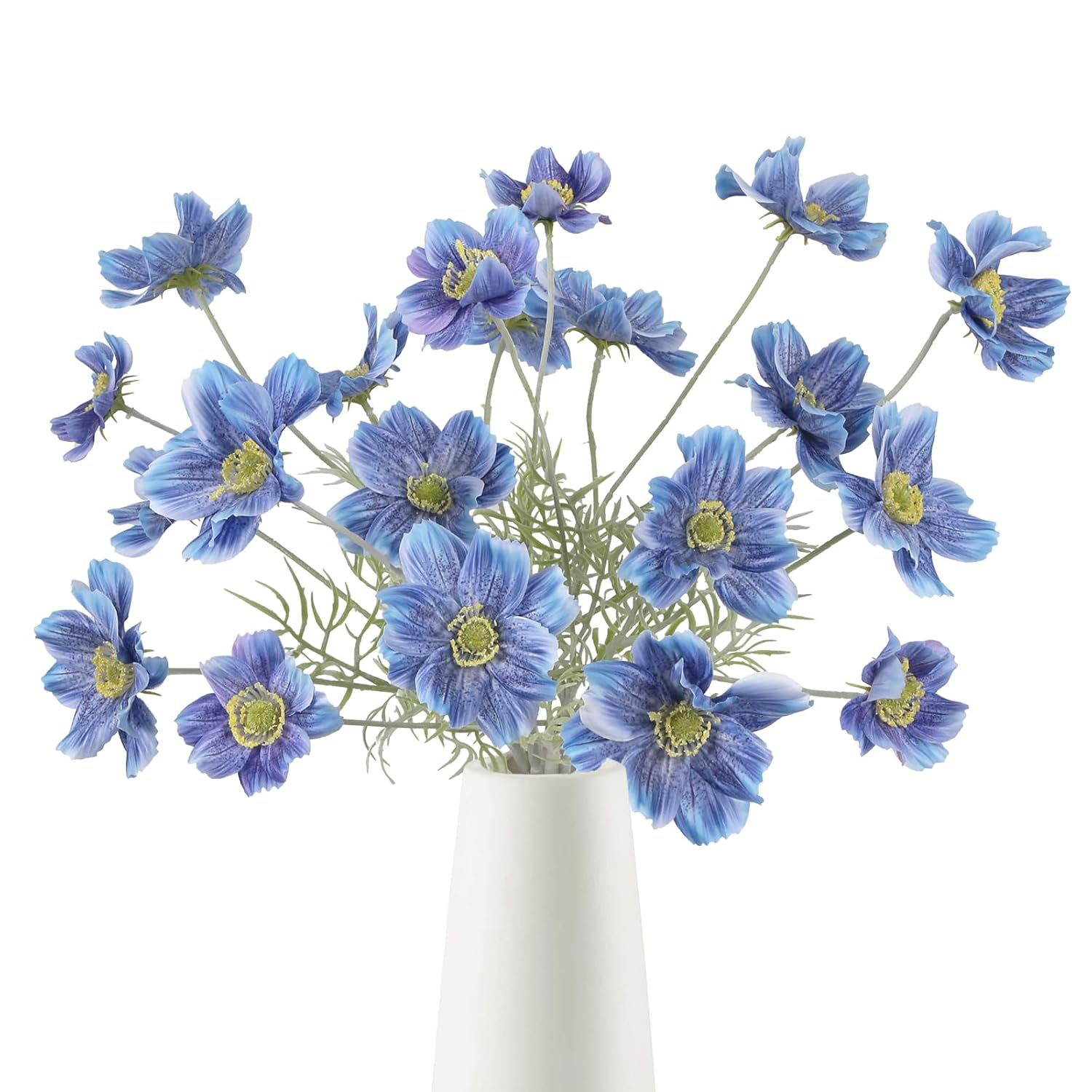Blue Cosmos Artificial Flowers 5Pcs 22 In Silk Faux Daisies Wild Flowers With Long Stems For Vase Decor Wedding Party Aisle Home Bathroom Patio Table Centerpiece Arrangement(Blue)