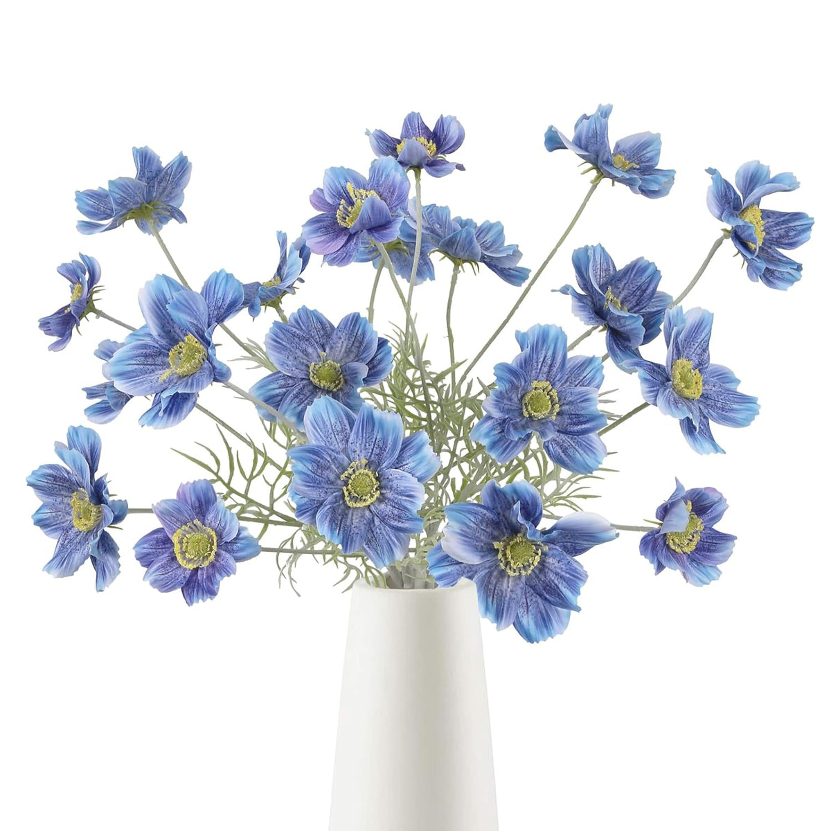 Blue Cosmos Artificial Flowers 5Pcs 22 In Silk Faux Daisies Wild Flowers With Long Stems For Vase Decor Wedding Party Aisle Home Bathroom Patio Table Centerpiece Arrangement(Blue)
