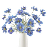 Blue Cosmos Artificial Flowers 5Pcs 22 In Silk Faux Daisies Wild Flowers With Long Stems For Vase Decor Wedding Party Aisle Home Bathroom Patio Table Centerpiece Arrangement(Blue)