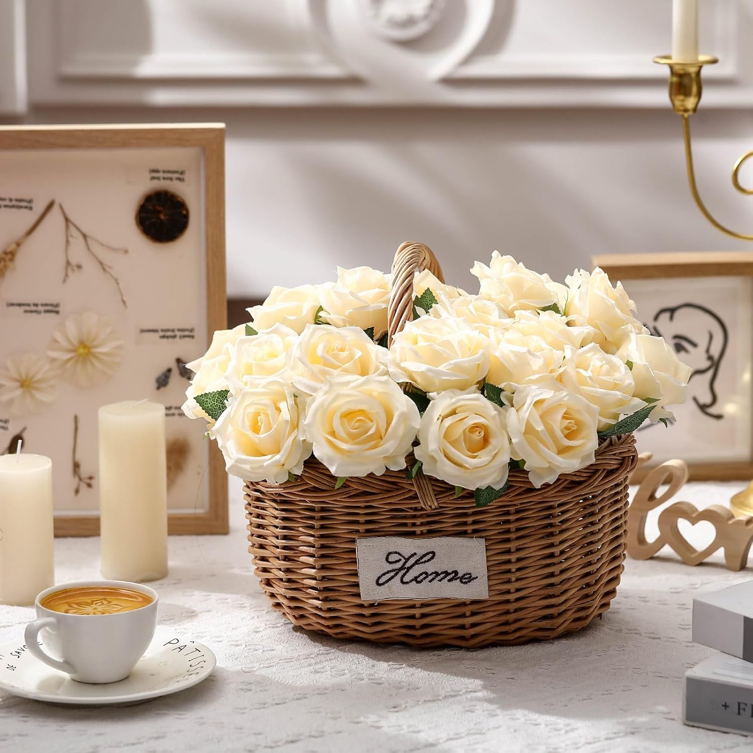 100 Pieces Artificial Roses Flowers Bulk, Long Stem Realistic Fake Silk Roses Bouquet For Table Centerpiece Vases Wedding Party Kitchen Decor (Champagne)
