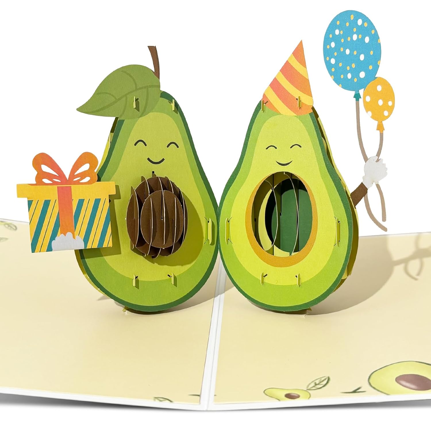 Birthday Card Pop Up, 3D Pop-Up Avocado Greeting Cards With Envelopes & Sealing Stickers For Kids, Friends, Creative Enthusiasts, Foodies