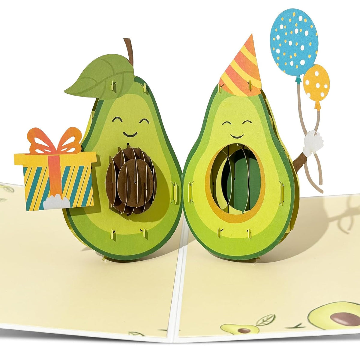 Birthday Card Pop Up, 3D Pop-Up Avocado Greeting Cards With Envelopes & Sealing Stickers For Kids, Friends, Creative Enthusiasts, Foodies